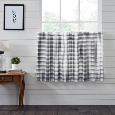 Sawyer Mill Black Plaid Tier Curtain Set of 2 L36xW36 VHC Brands - The Fox Decor